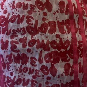 Red and White Love Print Scarf